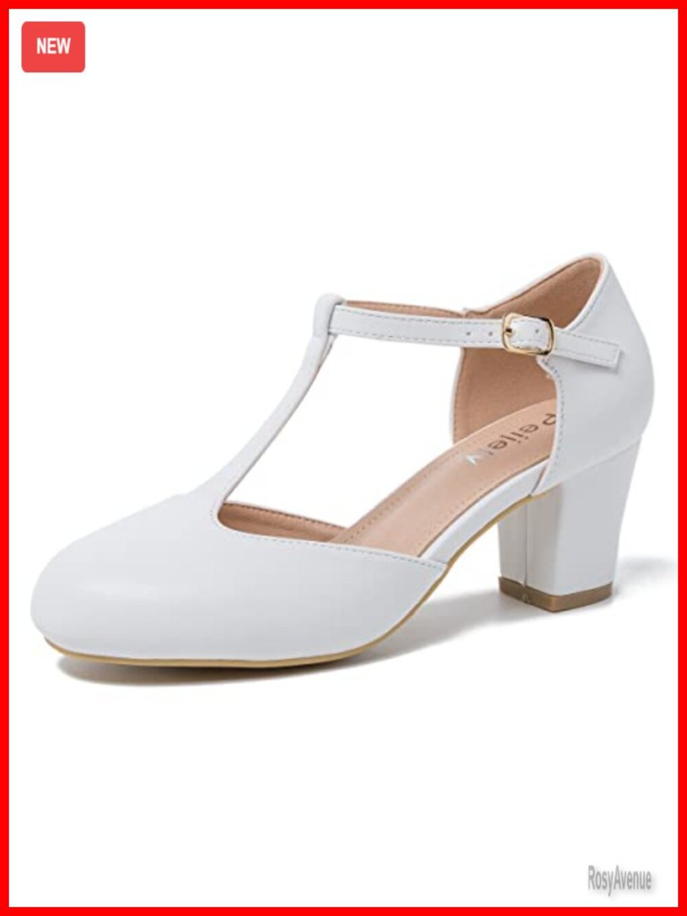 Women's T-Strap Mary Jane Block Heel Pumps Synthetic Buckle Dress Shoes